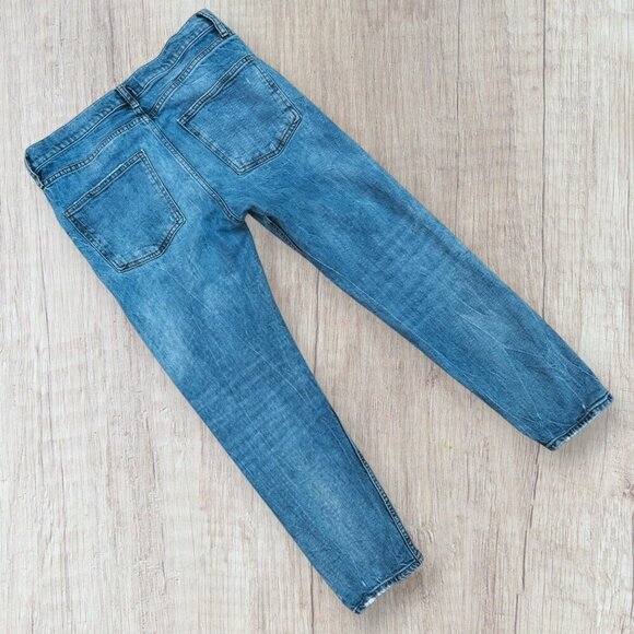 ZARA Distressed Ripped Slim Boyfriend Light Wash Denim Jeans 6 - Picture 4 of 4